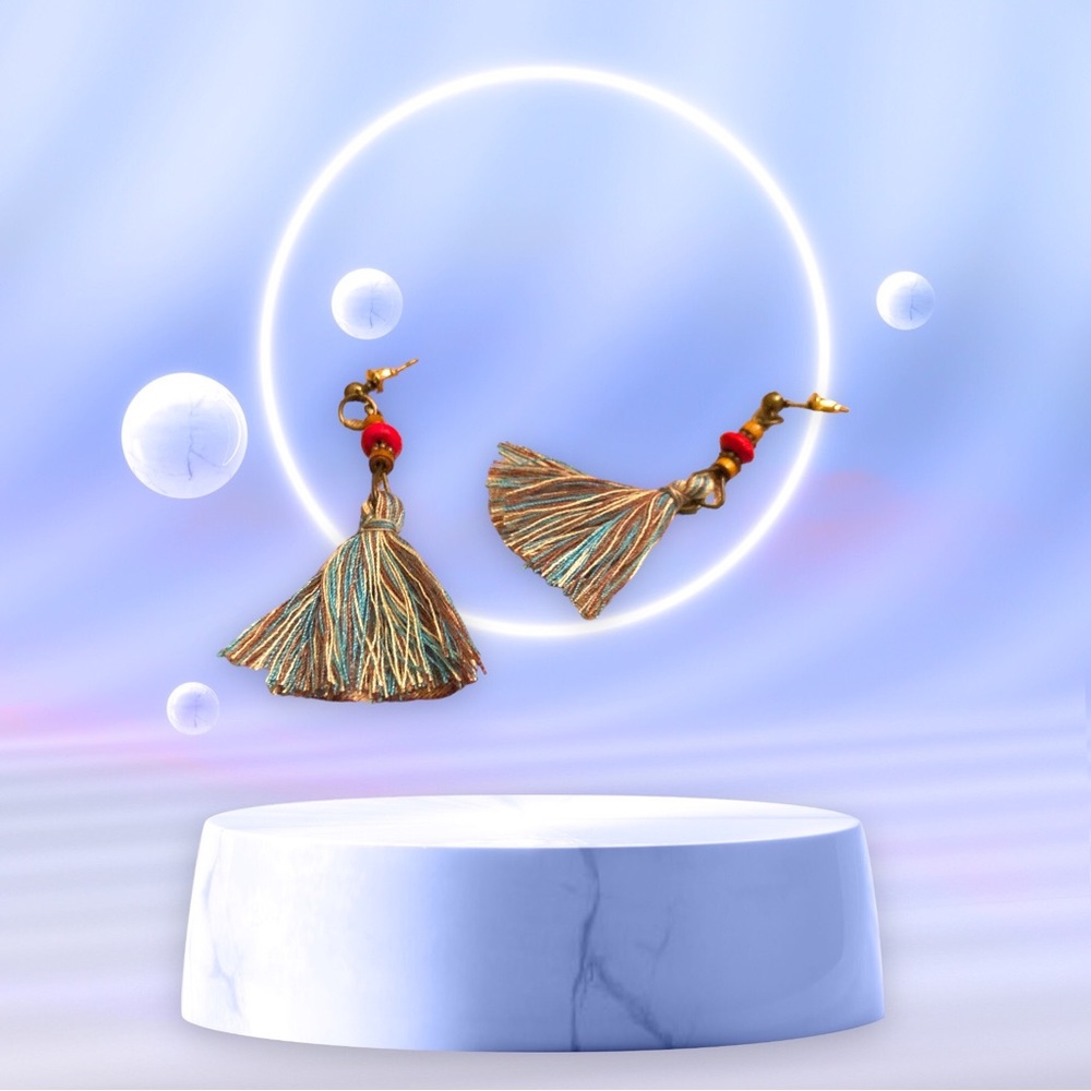 Duufin Bohemian Vintage Tassel Design Earrings Women's Multicolored - Picture 3 of 4